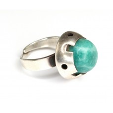 inel modernist - art deco.  jadeit turmalinat & argint. Danemarca cca 1940